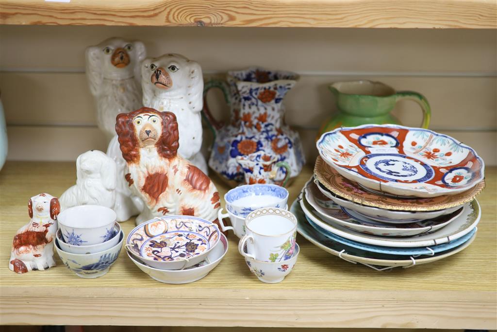 A quantity of mixed ceramics including Staffordshire dogs